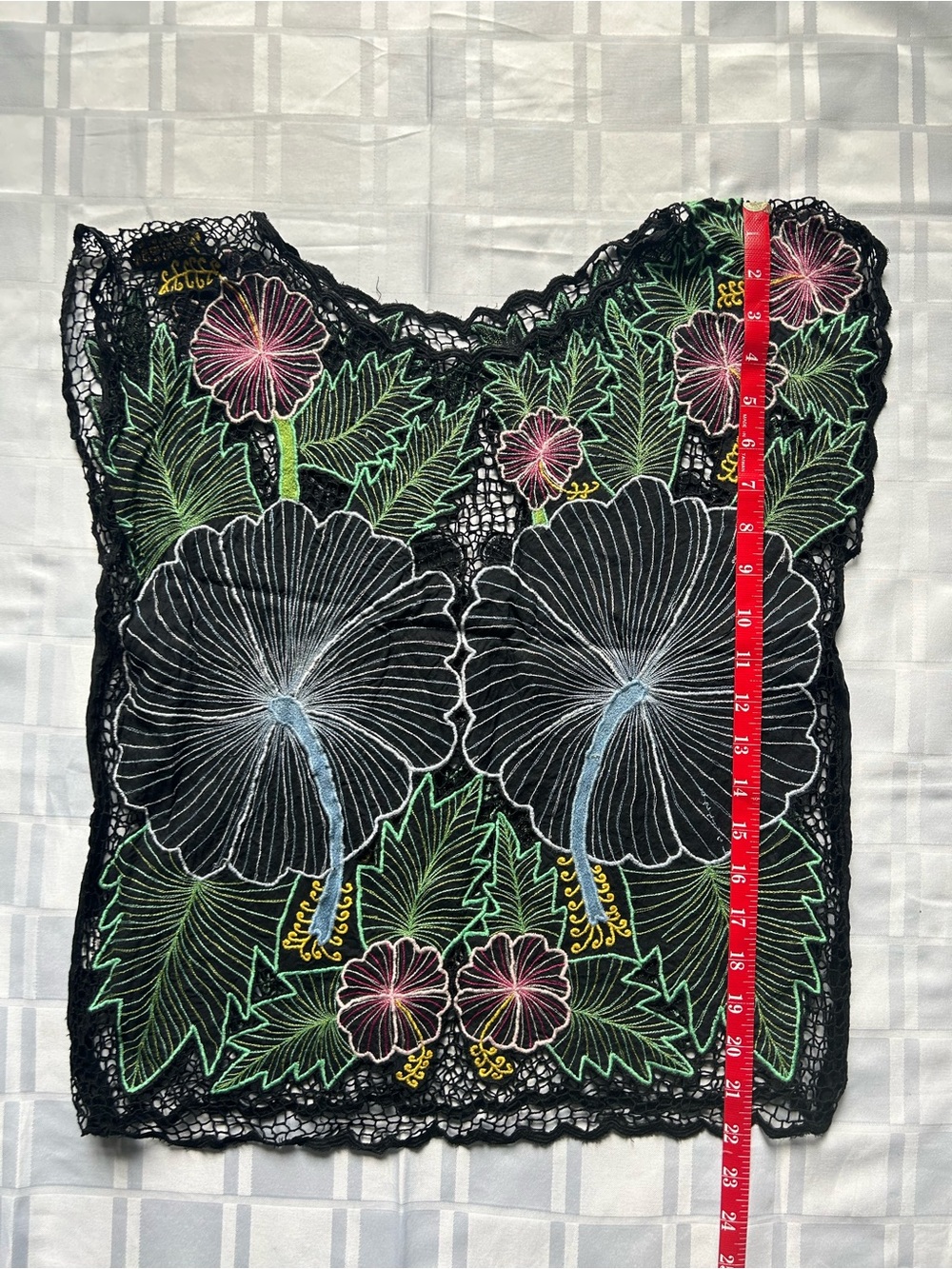 Black Floral Embroidered Lace Capped Sleeve Top - Picture 9 of 16